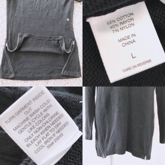 New York & Co Sweater Cotton Black Knit Hi-Low Zip Pullover Size L New w/Tag - Picture 10 of 11
